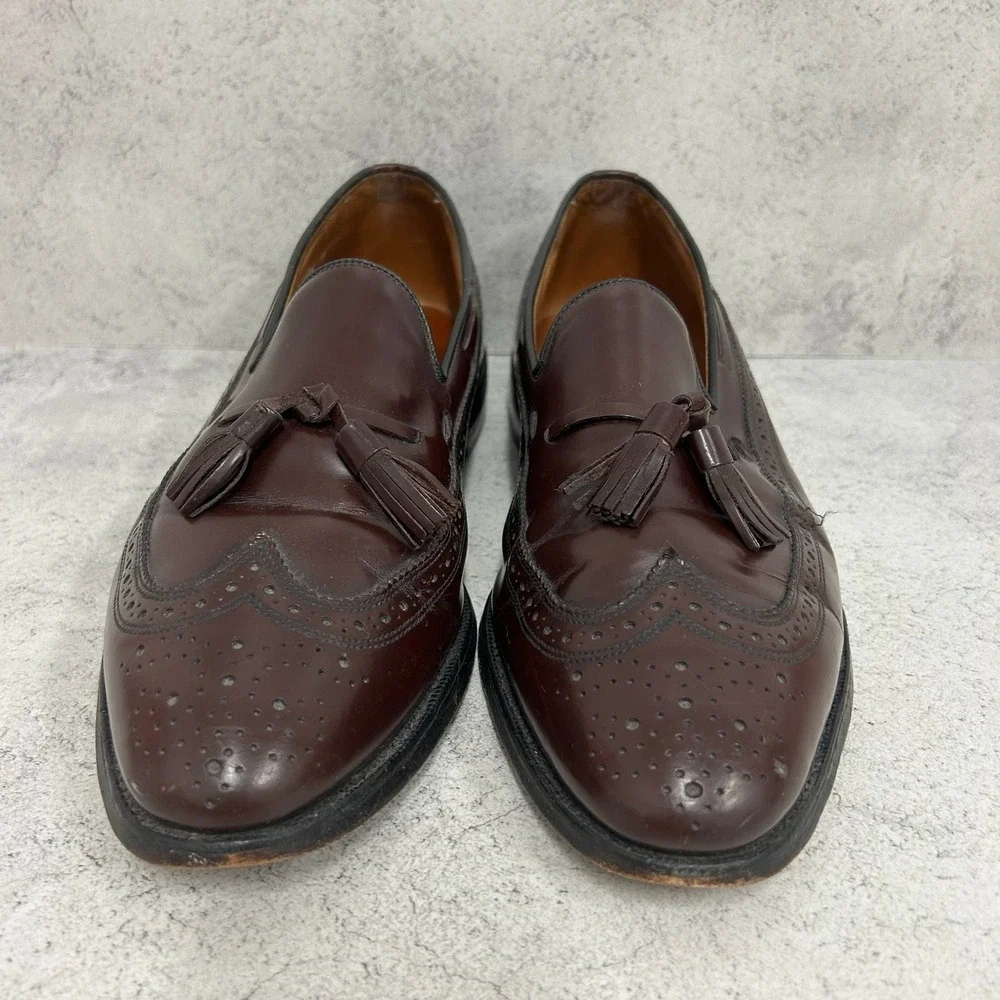 Allen Edmonds Tasseled Wingtip Classic‎ Burgundy Loafers Shoes Men's Size US 11